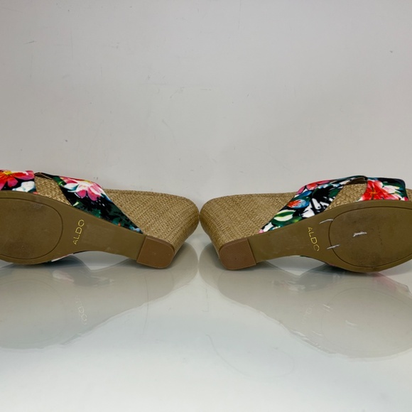 Aldo Sandals Floral Colourful Hawaiian Wedge Wicker High Heel Size 7.5 - Picture 14 of 14
